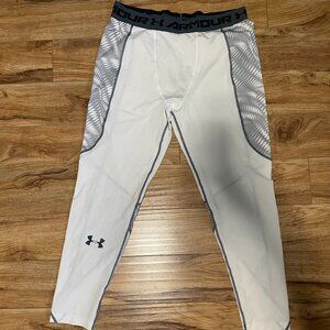 Under Armour UA Heatgear Compression Leggings Tights White Gray - Size 2XL